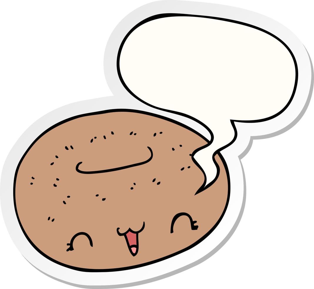 cute cartoon donut and speech bubble sticker vector