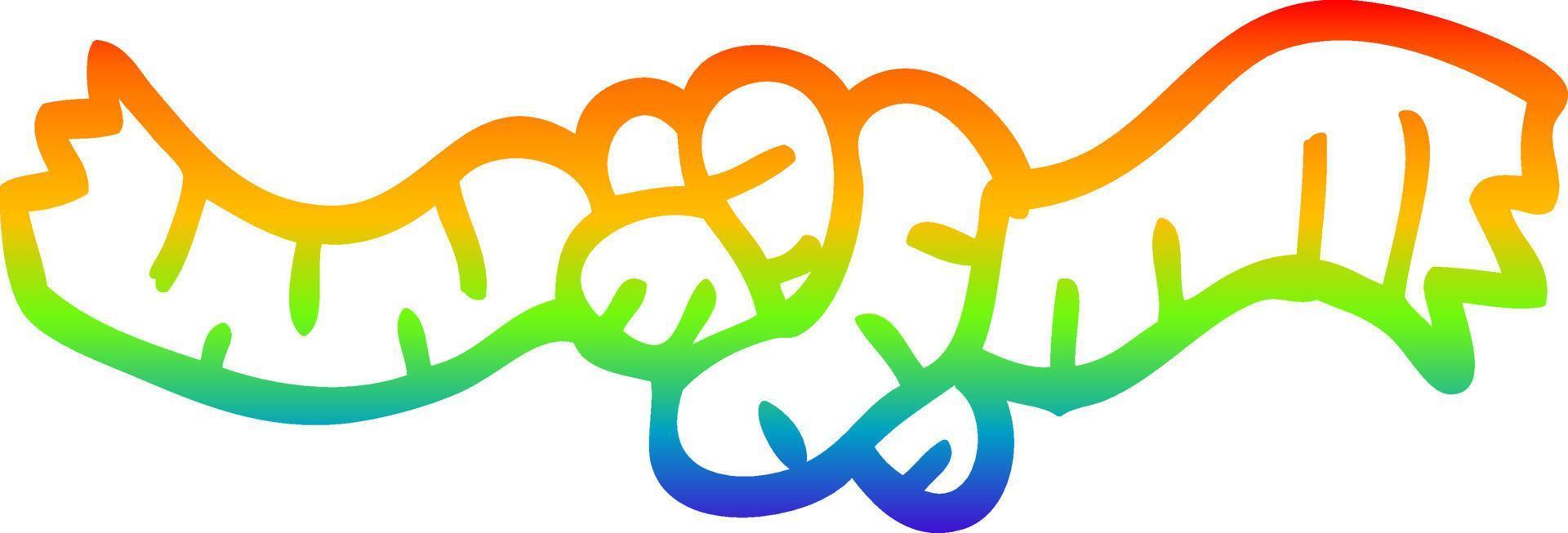 rainbow gradient line drawing cartoon rope knot vector