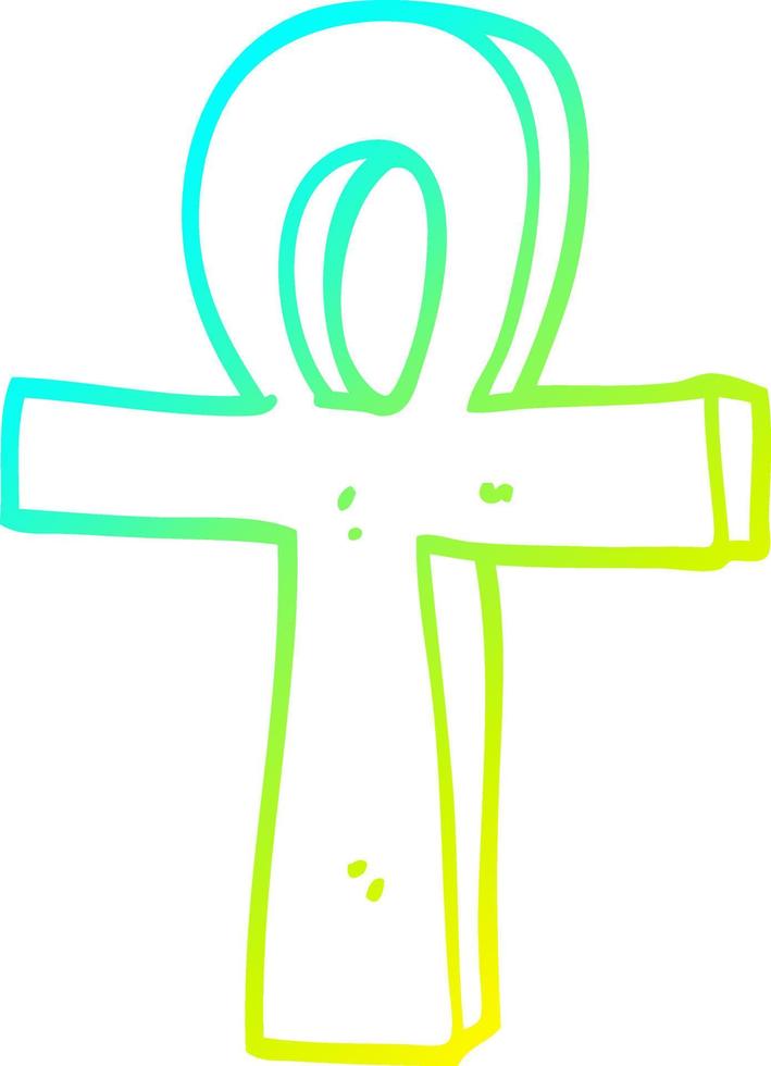 cold gradient line drawing cartoon of an ankh vector