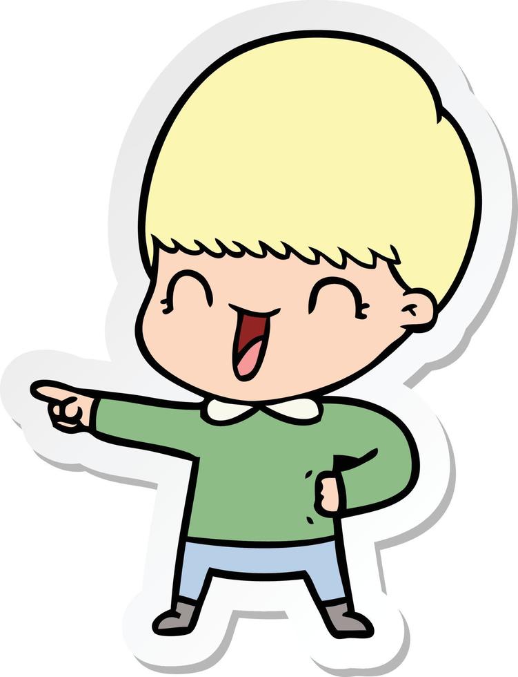 sticker of a happy cartoon boy vector