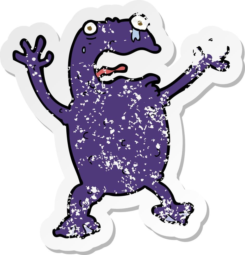 retro distressed sticker of a cartoon poisonous frog vector