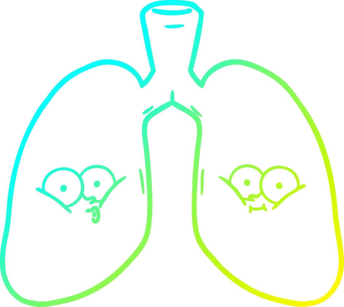 cold gradient line drawing cartoon lungs vector