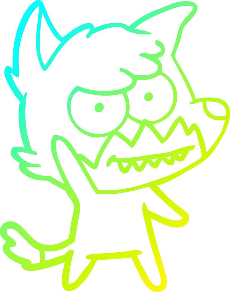 cold gradient line drawing cartoon grinning fox vector