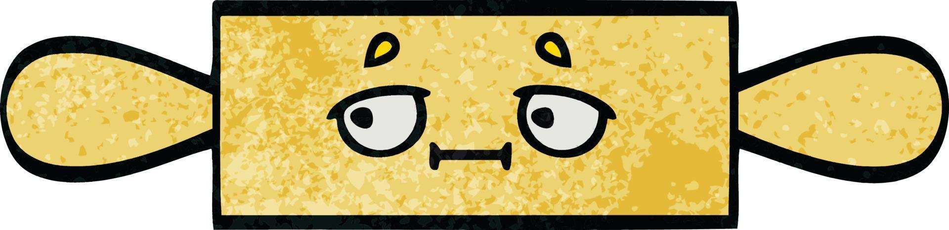 retro grunge texture cartoon rolling pin vector