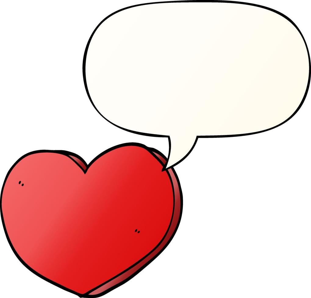 cartoon love heart and speech bubble in smooth gradient style vector