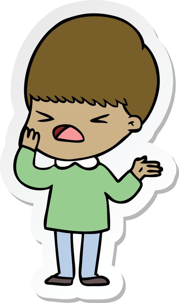 sticker of a cartoon stressed man vector