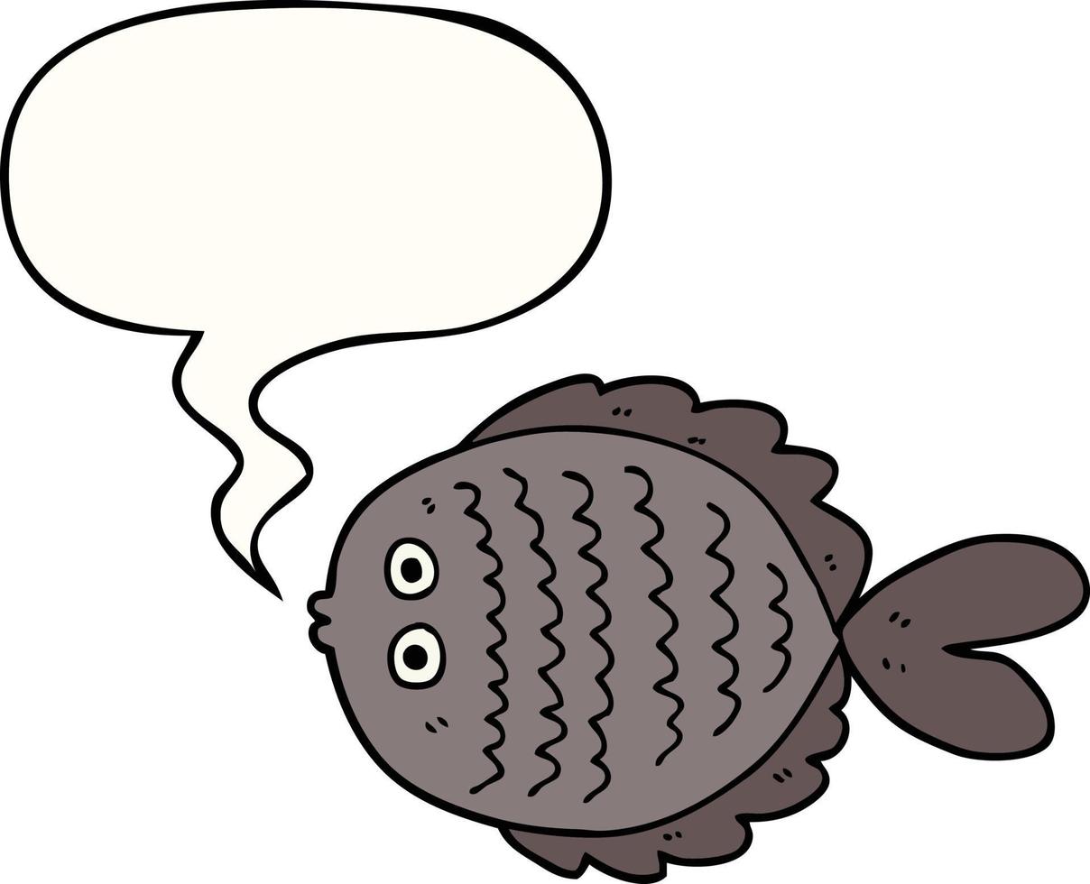 cartoon flat fish and speech bubble vector