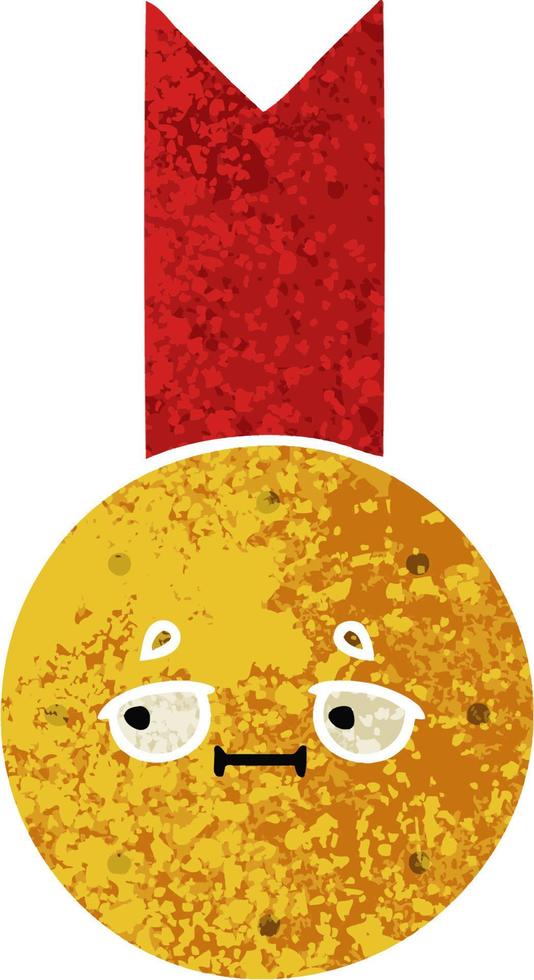 retro illustration style cartoon gold medal vector
