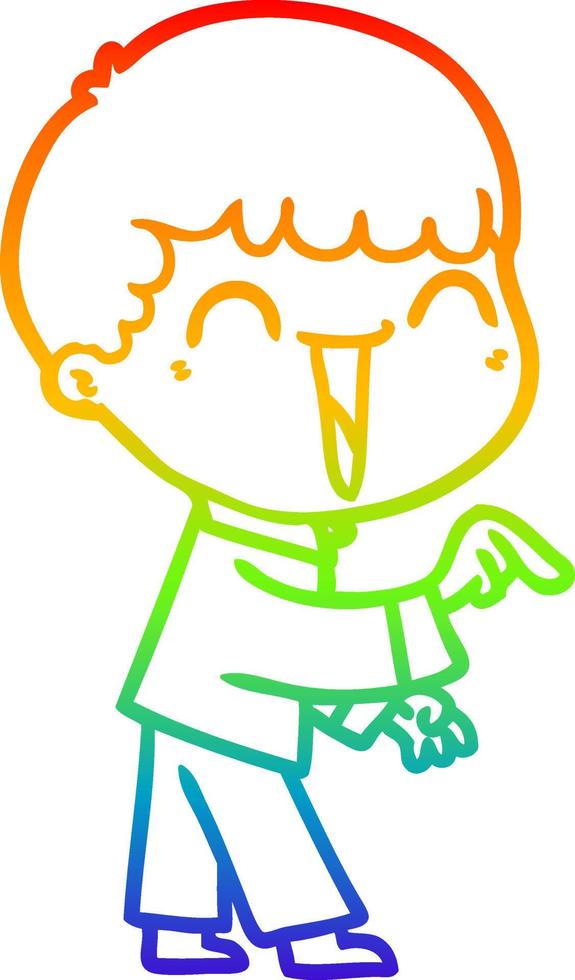 rainbow gradient line drawing cartoon happy man vector