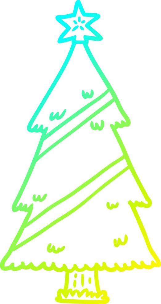 cold gradient line drawing christmas tree vector