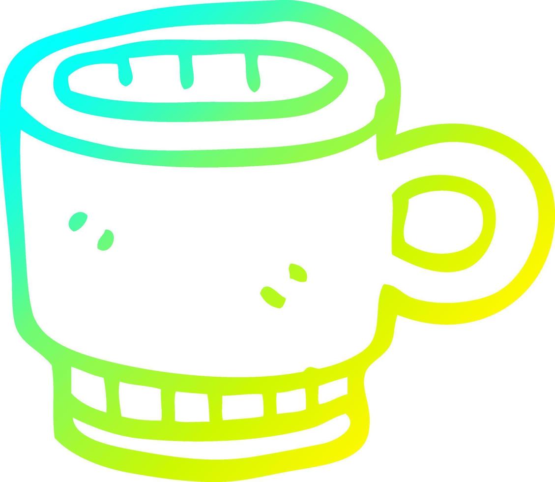 cold gradient line drawing cartoon coffee mug vector