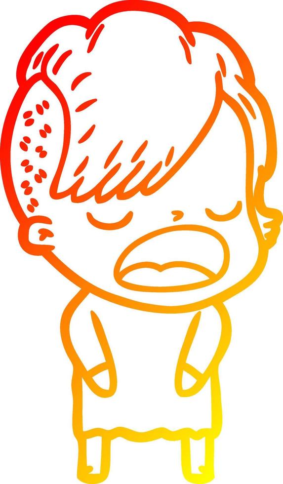 warm gradient line drawing cartoon cool hipster girl talking vector