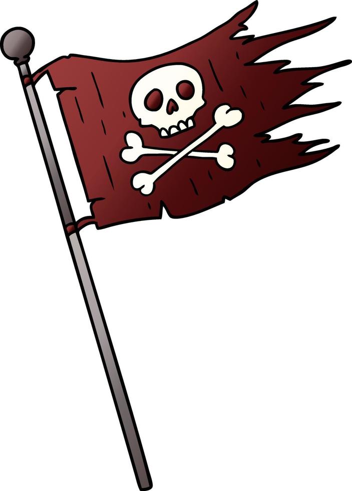 garabato de dibujos animados degradado de una bandera pirata vector