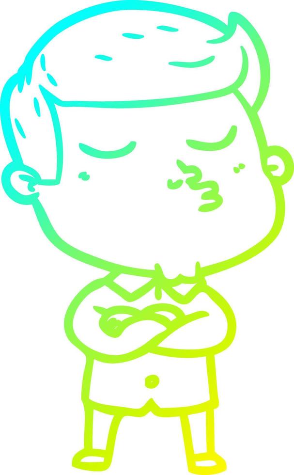 cold gradient line drawing cartoon model guy pouting vector