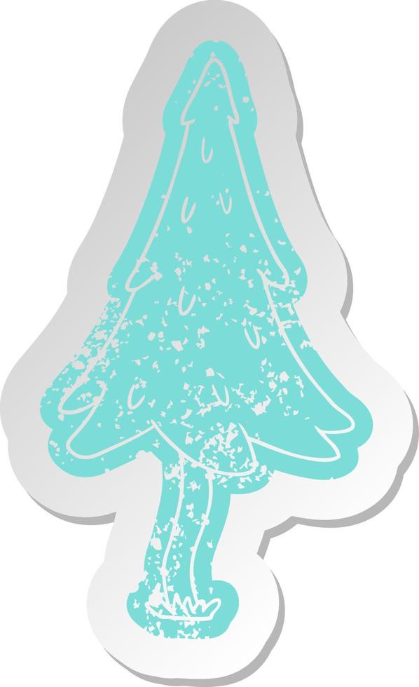 distressed old sticker of woodland pine trees vector