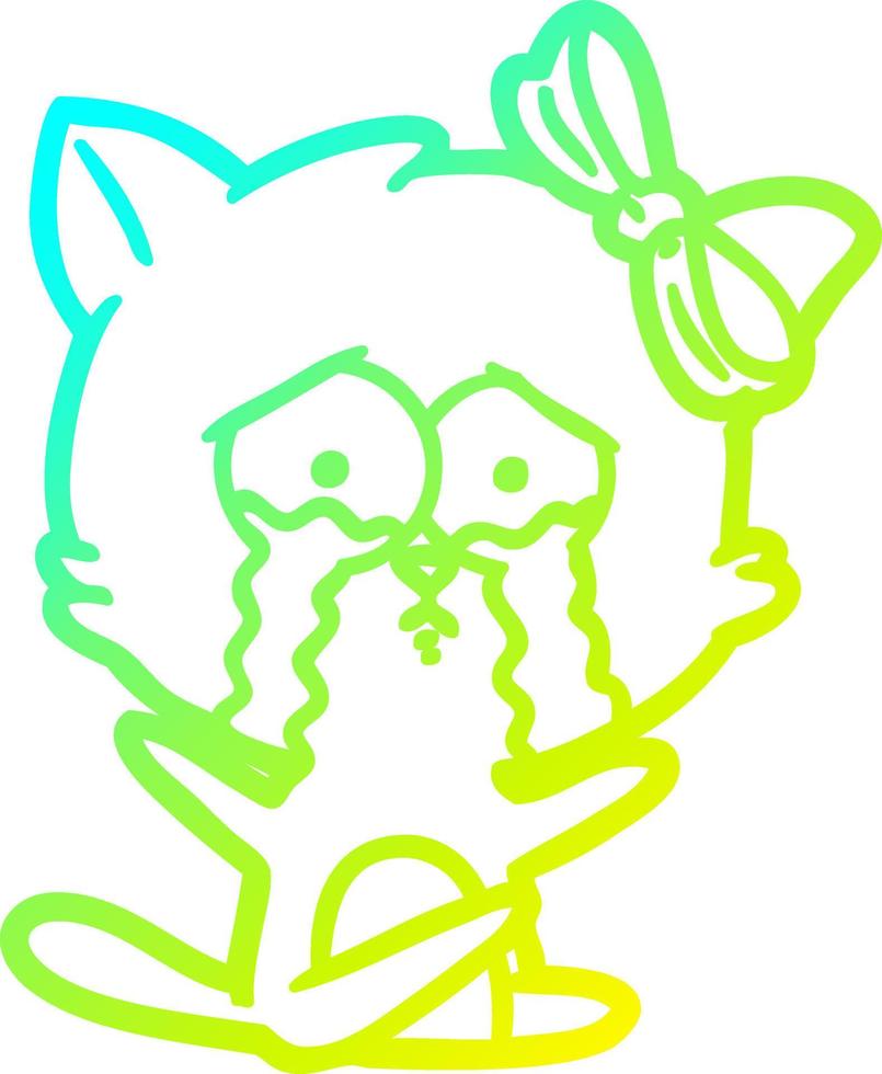 cold gradient line drawing cartoon cat vector