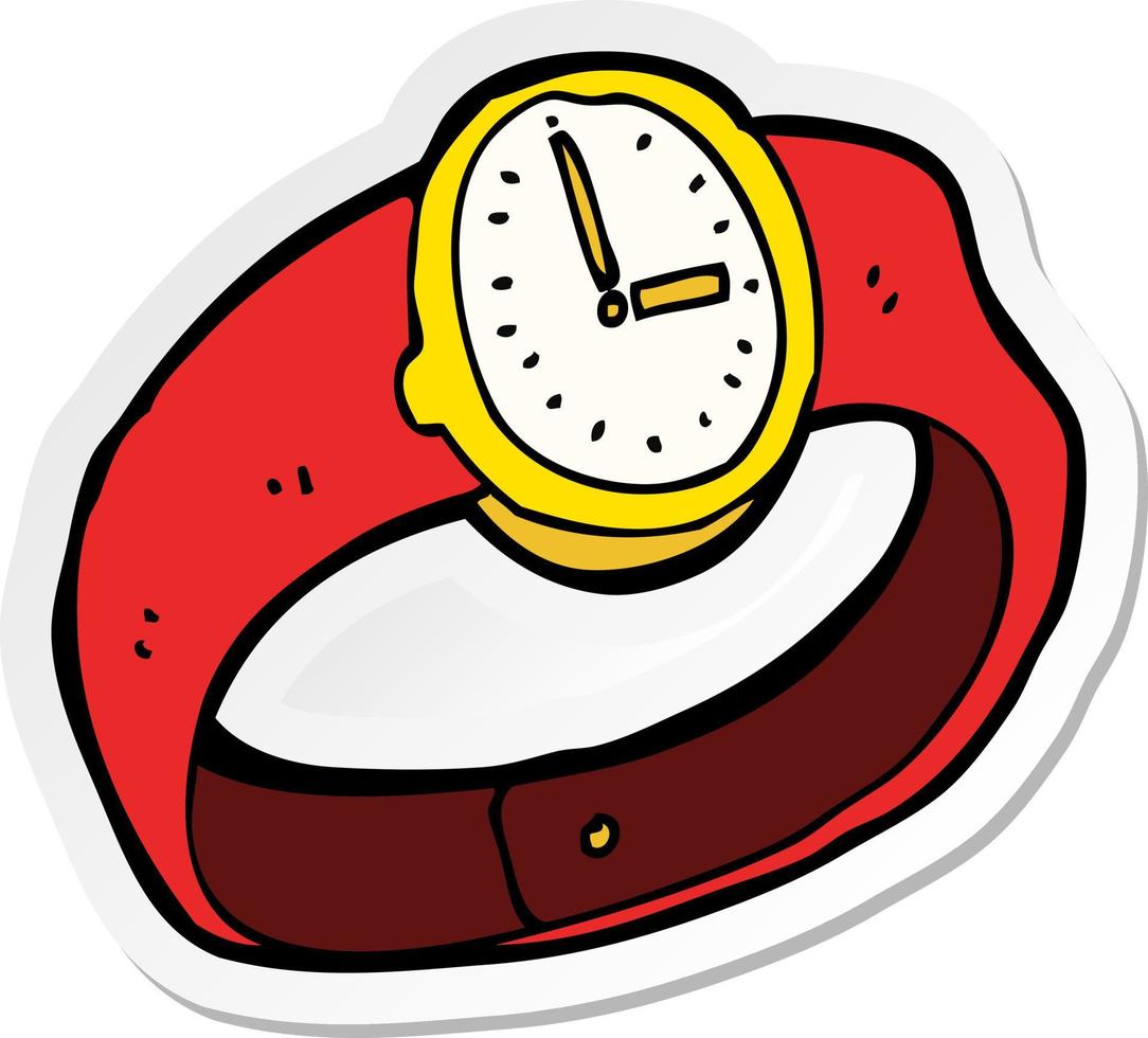 sticker of a cartoon wrist watch vector