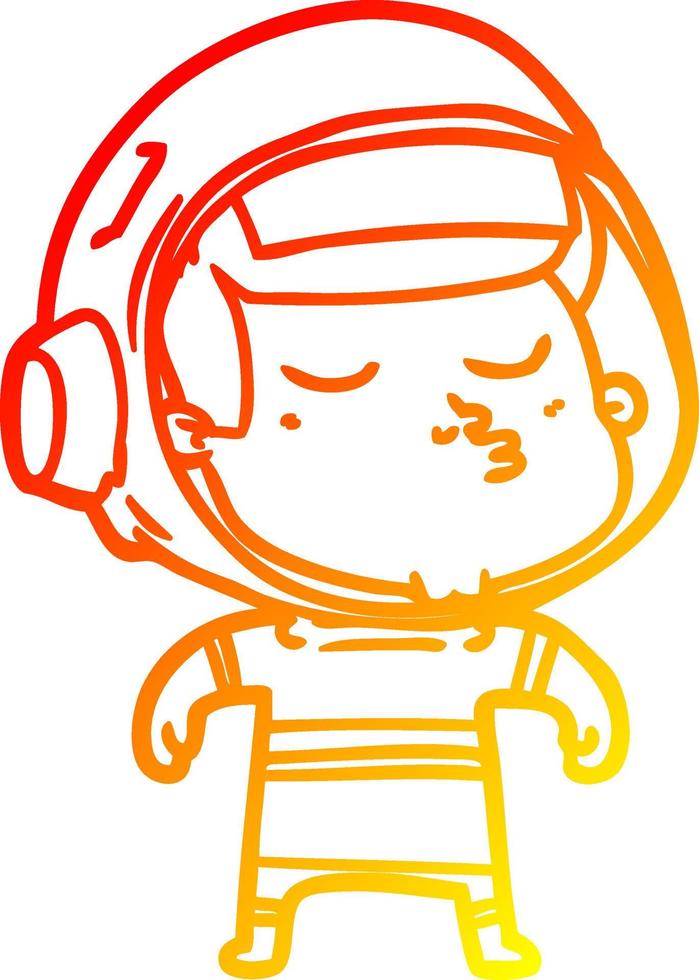 warm gradient line drawing cartoon confident astronaut vector