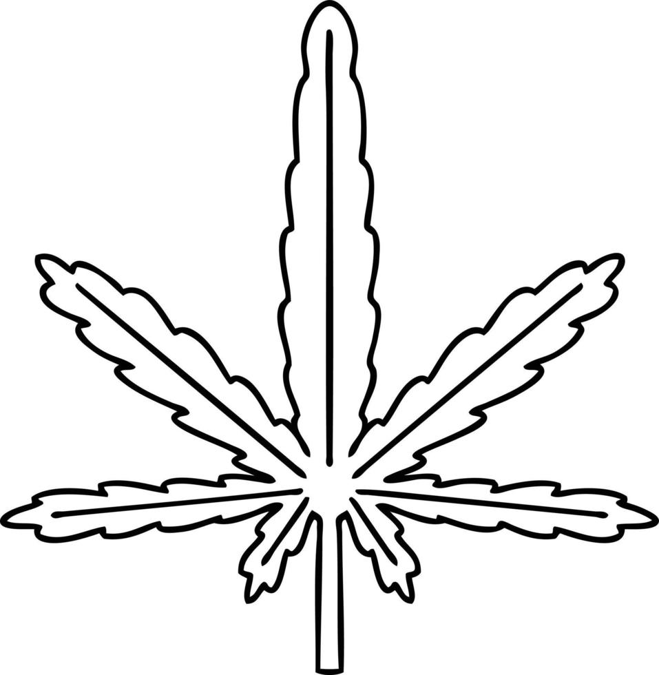 quirky line drawing cartoon marijuana vector