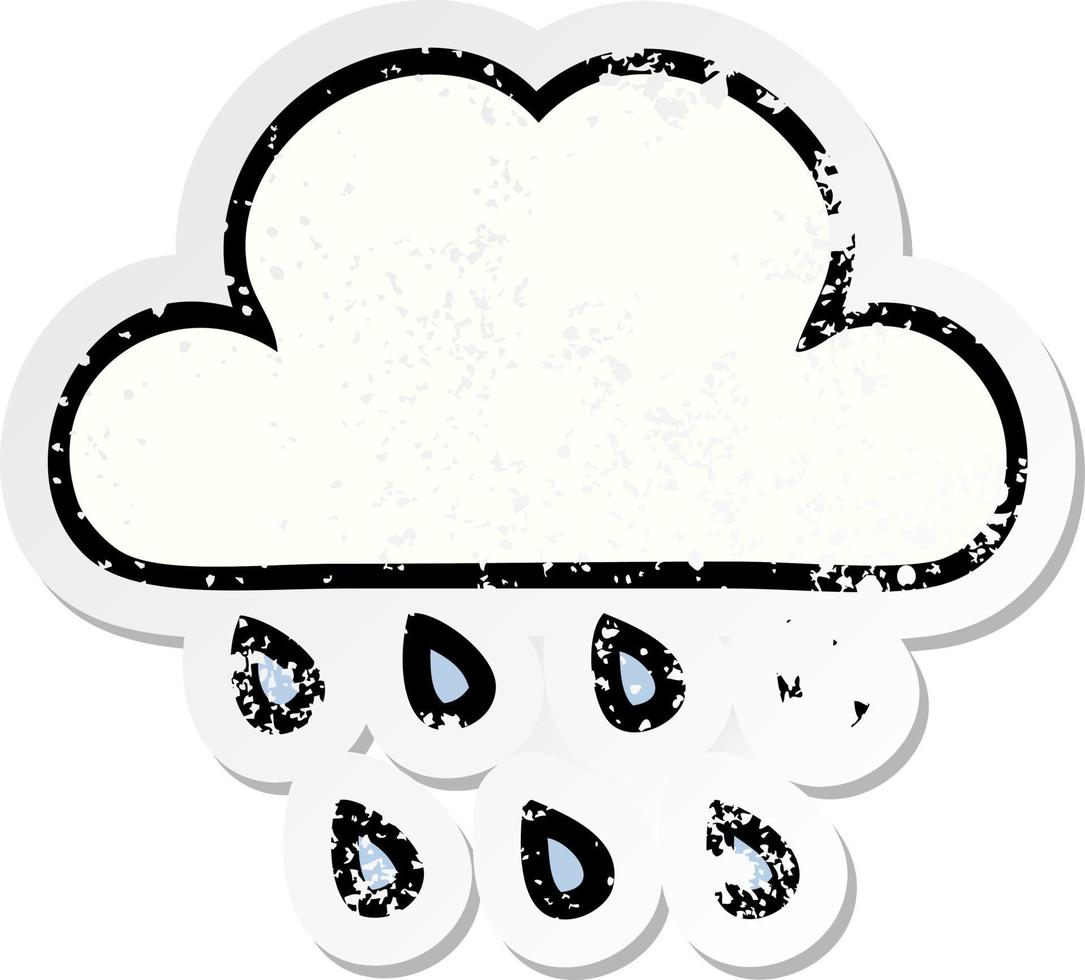 distressed sticker of a cute cartoon rain cloud vector