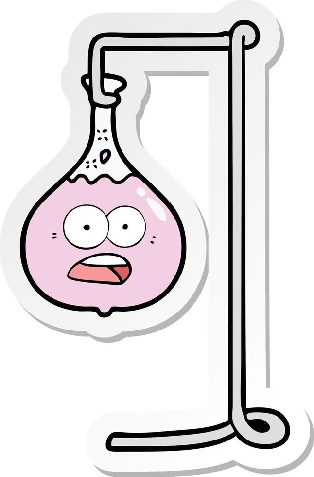 sticker of a cartoon science experiment vector