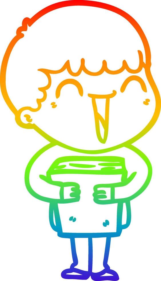 rainbow gradient line drawing cartoon happy man vector