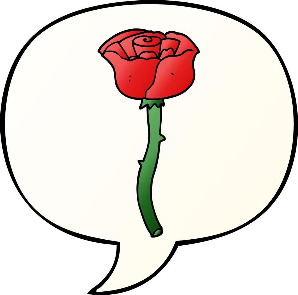 cartoon flower and speech bubble in smooth gradient style vector