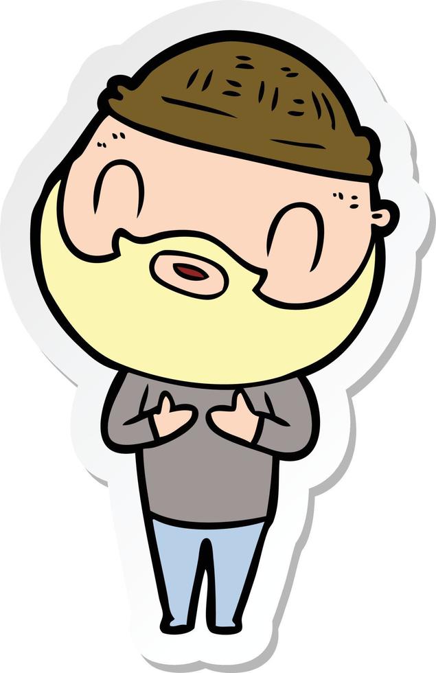 sticker of a cartoon bearded man vector