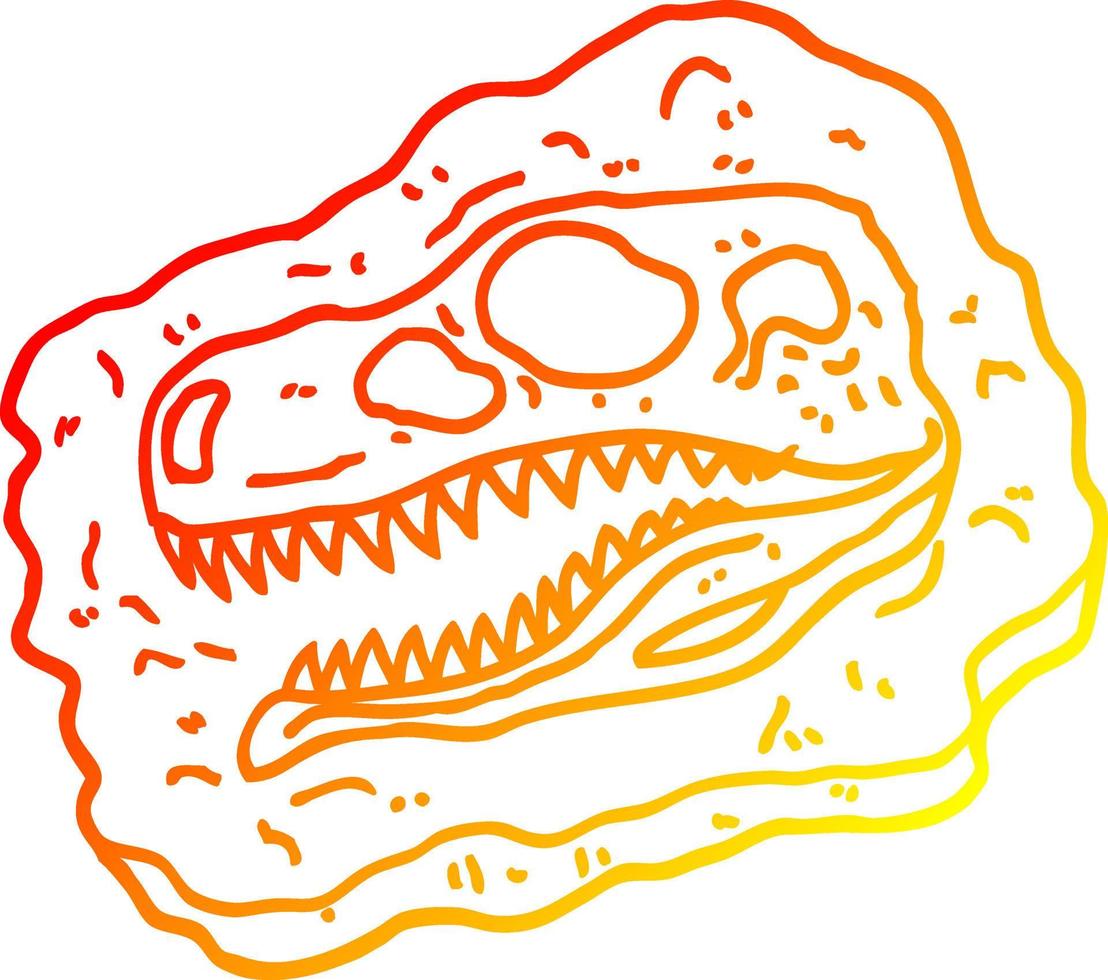warm gradient line drawing cartoon ancient fossil vector