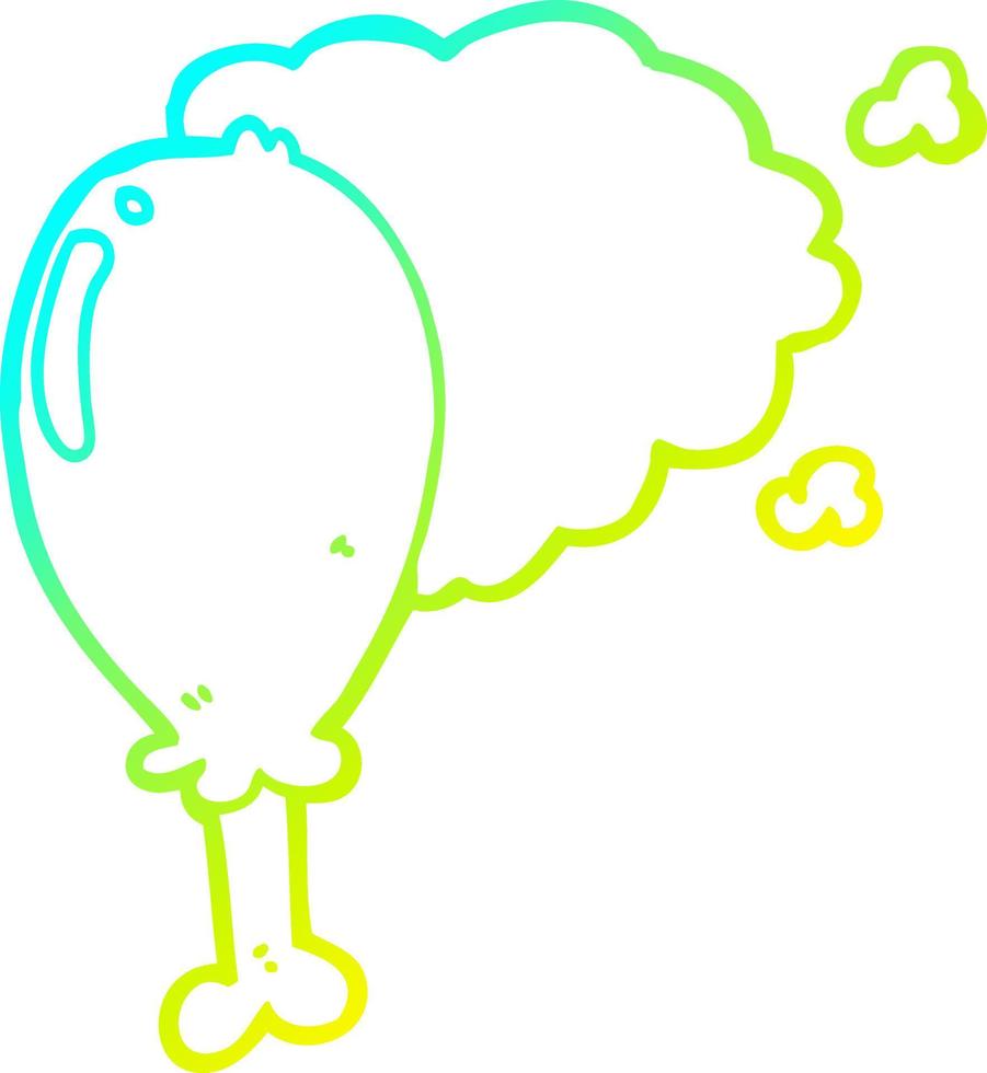 línea de gradiente frío dibujo pierna de pollo de dibujos animados vector