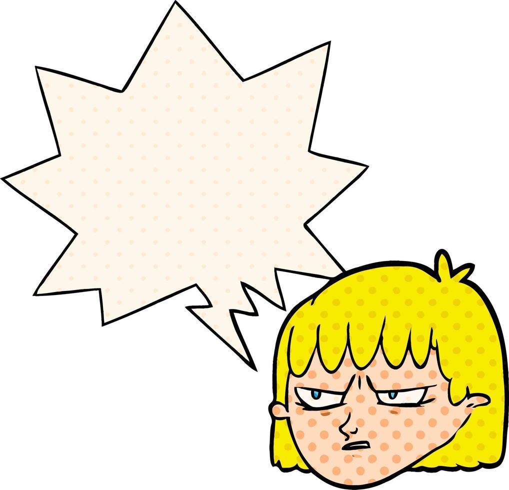 cartoon angry woman and speech bubble in comic book style vector