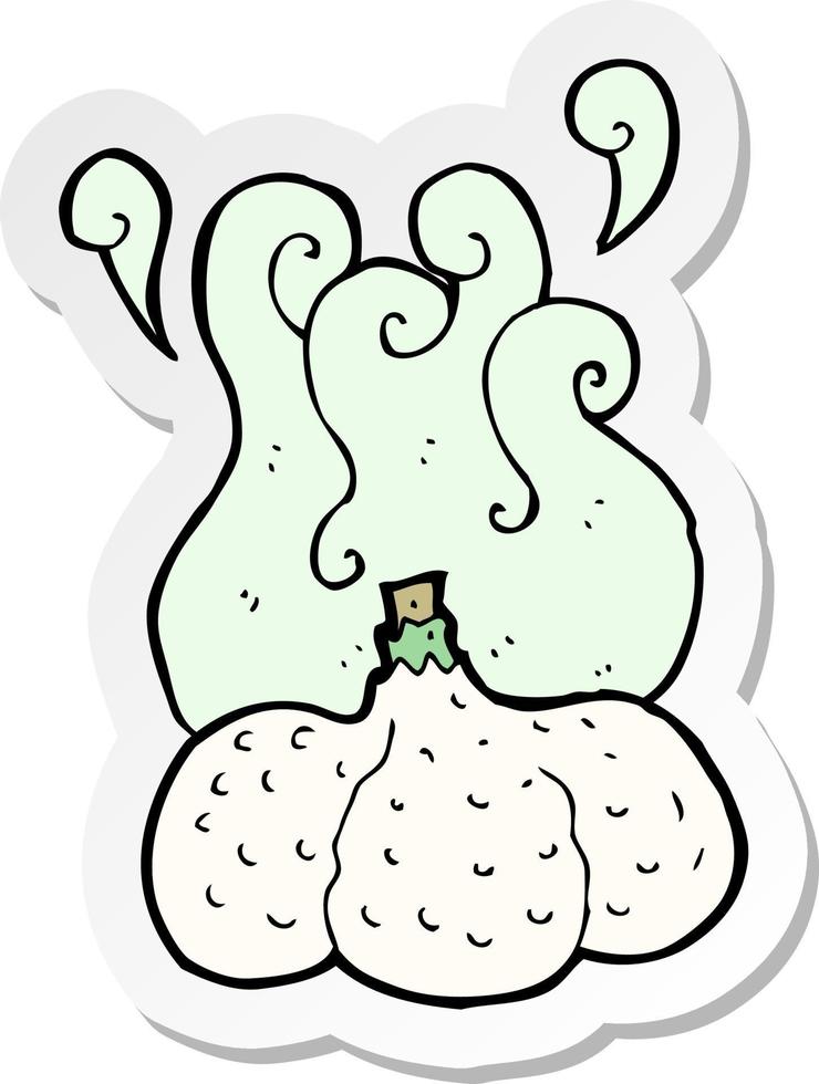 sticker of a cartoon garlic vector