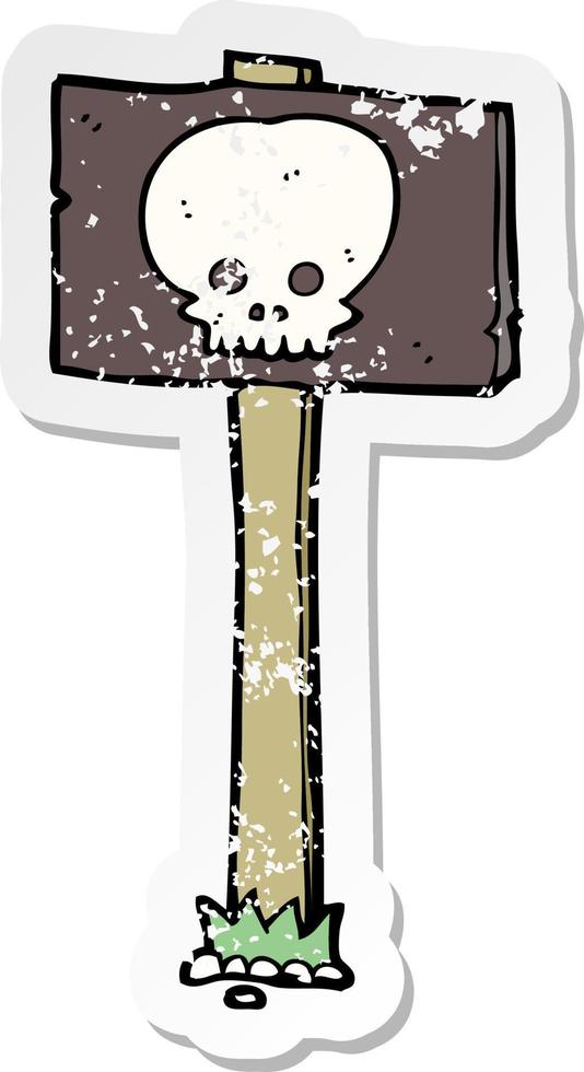 retro distressed sticker of a cartoon spooky sign post vector