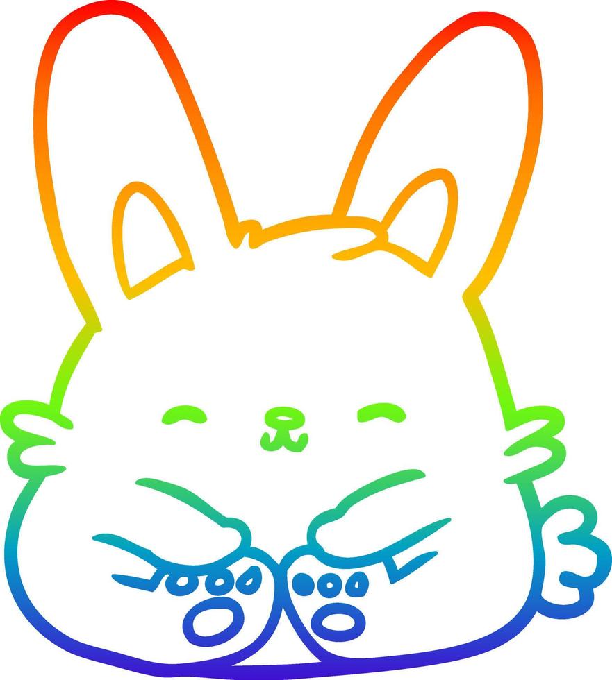 rainbow gradient line drawing cute bunny rabbit vector