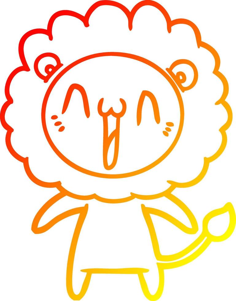 warm gradient line drawing happy cartoon lion vector