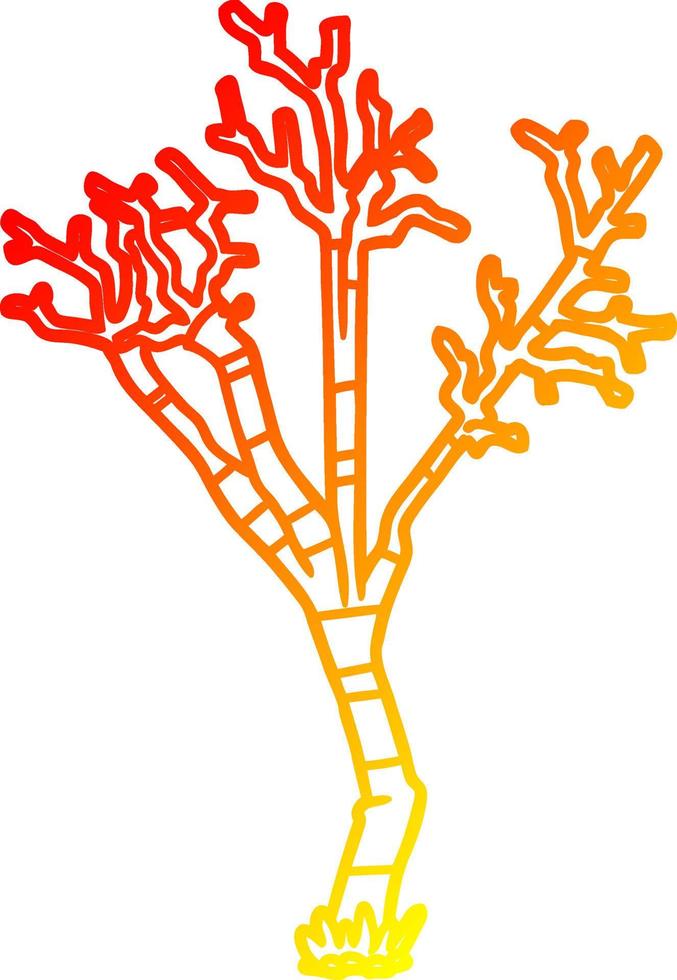 cálido gradiente línea dibujo dibujos animados árbol de invierno vector