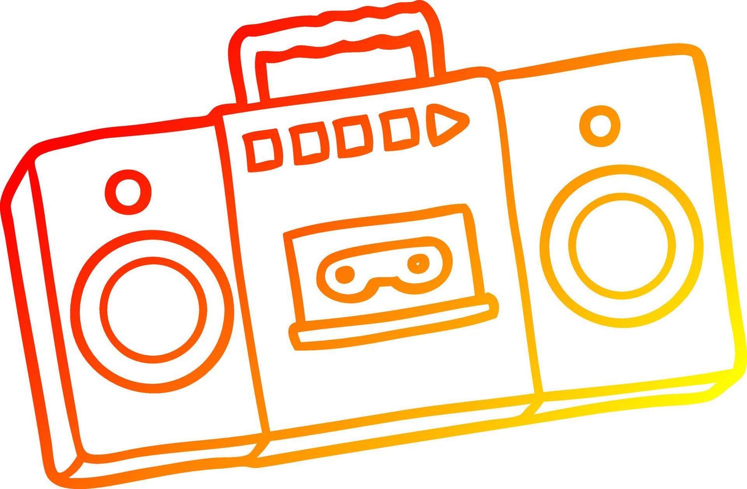 warm gradient line drawing cartoon retro cassette tape player vector