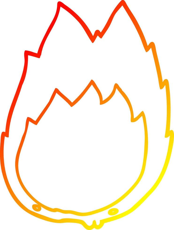 warm gradient line drawing cartoon flames vector