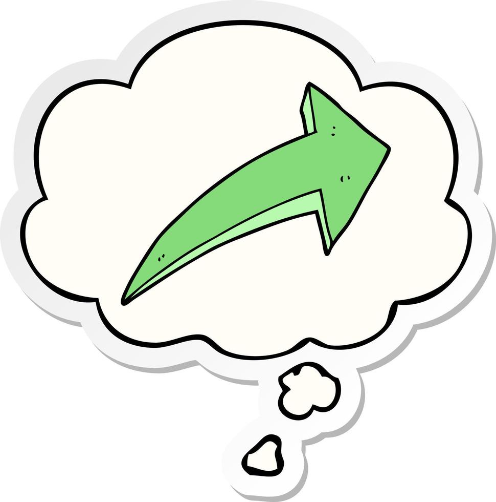 cartoon arrow and thought bubble as a printed sticker vector