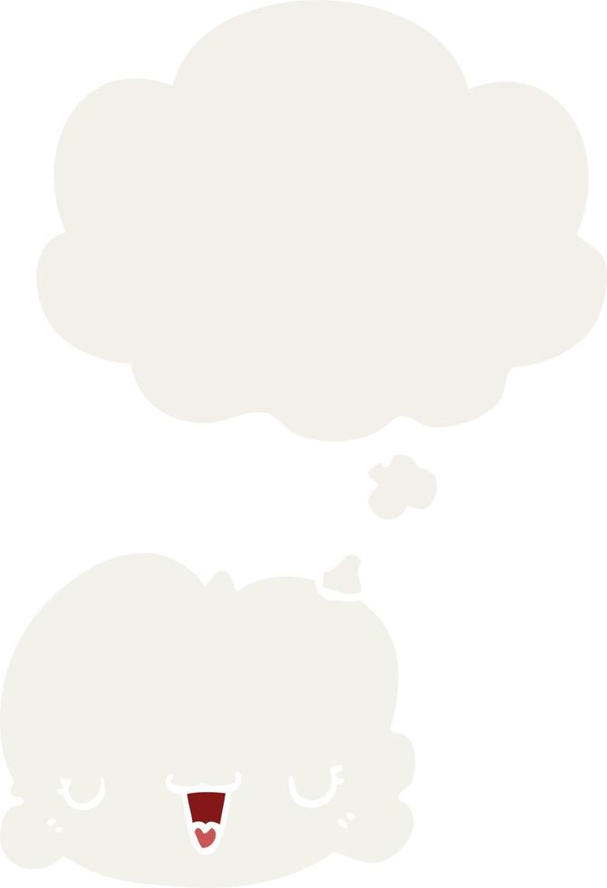 cute cartoon cloud and thought bubble in retro style vector