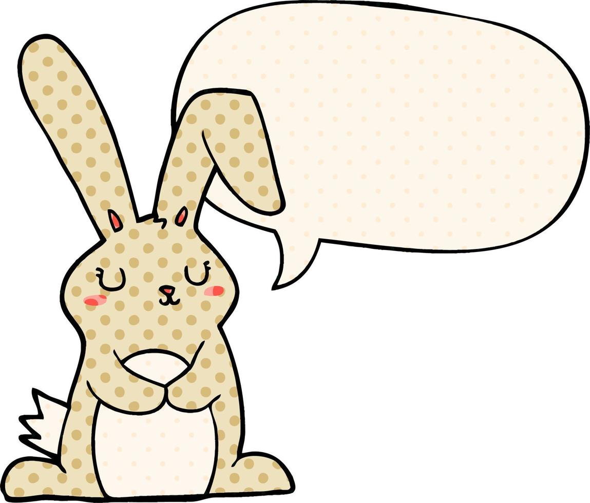 cartoon rabbit and speech bubble in comic book style vector