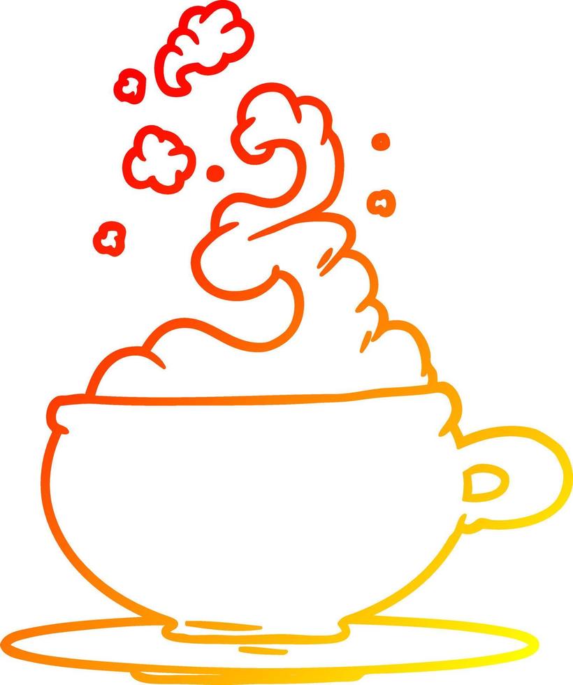 warm gradient line drawing hot cup of tea cartoon vector