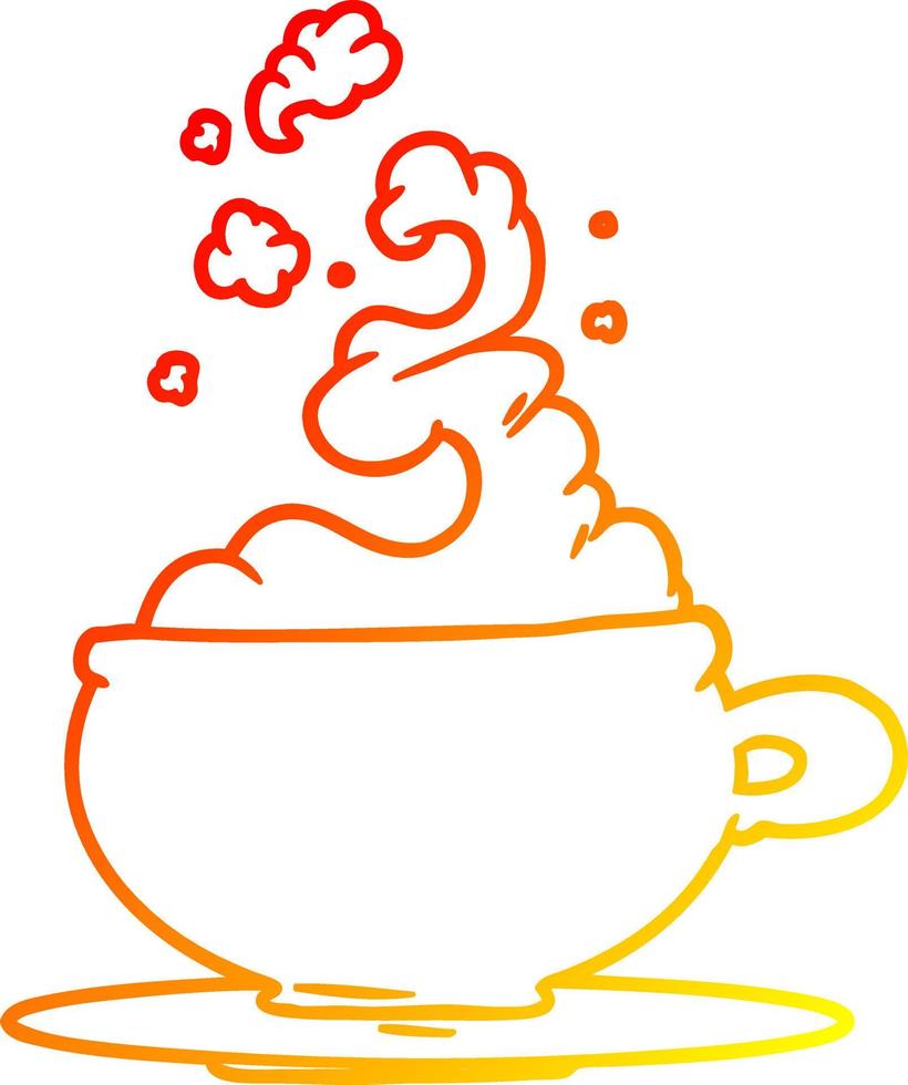 dibujo de línea de gradiente cálido taza caliente de dibujos animados de té vector