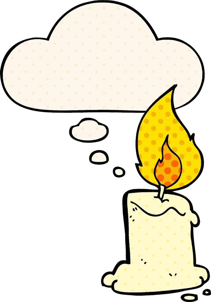 cartoon candle and thought bubble in comic book style vector