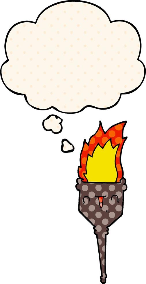 cartoon flaming chalice and thought bubble in comic book style vector