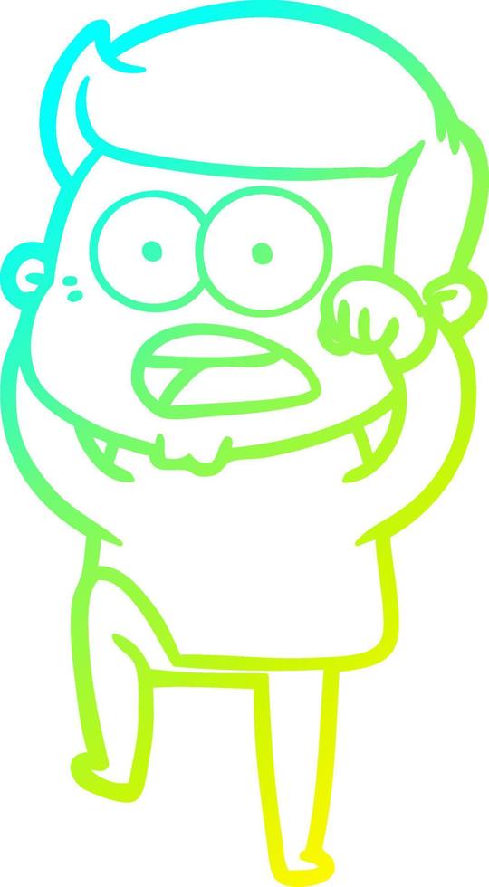 cold gradient line drawing cartoon shocked man vector
