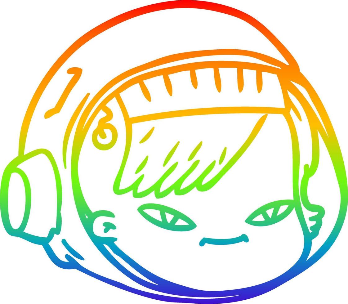 rainbow gradient line drawing cartoon astronaut face vector
