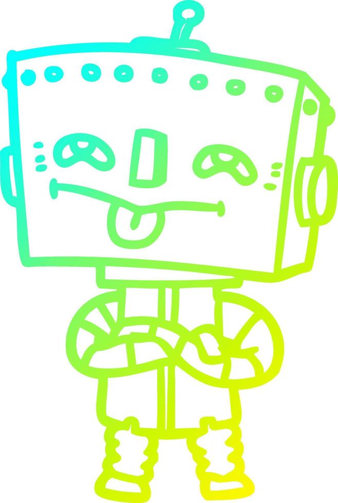 cold gradient line drawing cartoon robot vector