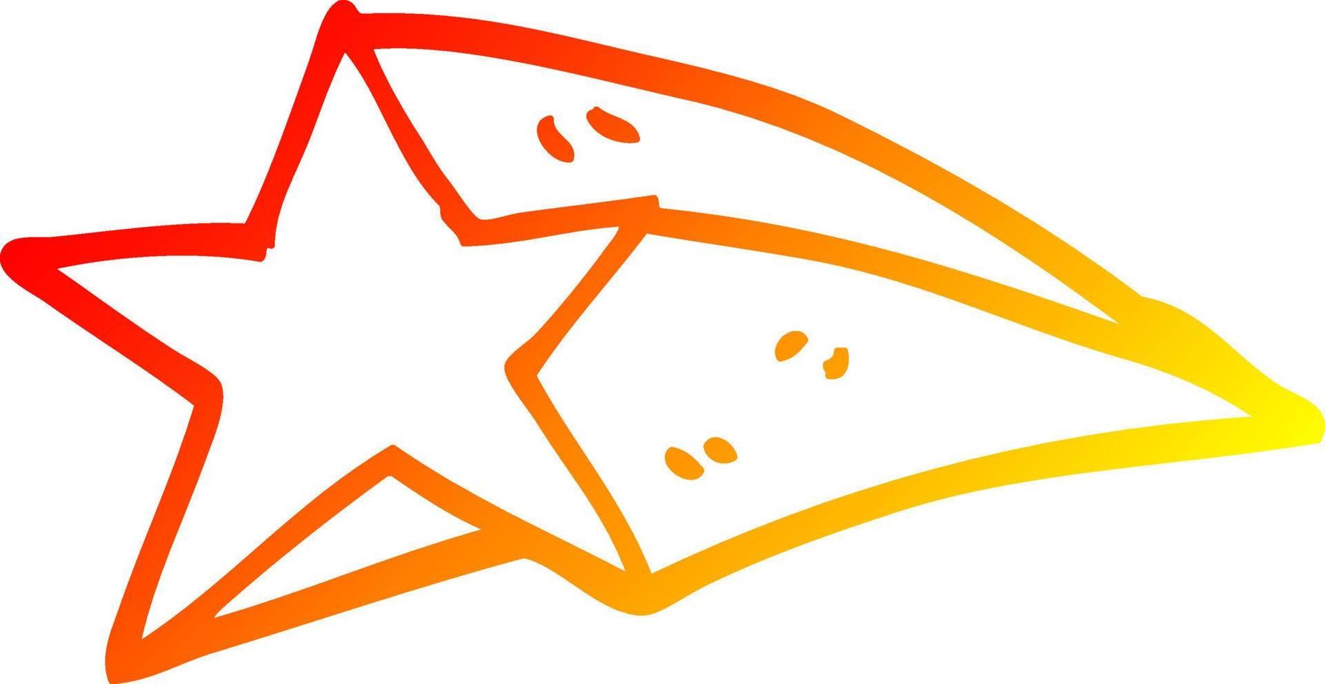 warm gradient line drawing cartoon shooting star vector