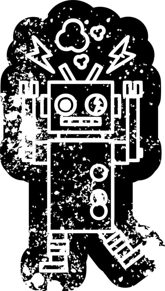 malfunctioning robot distressed icon vector